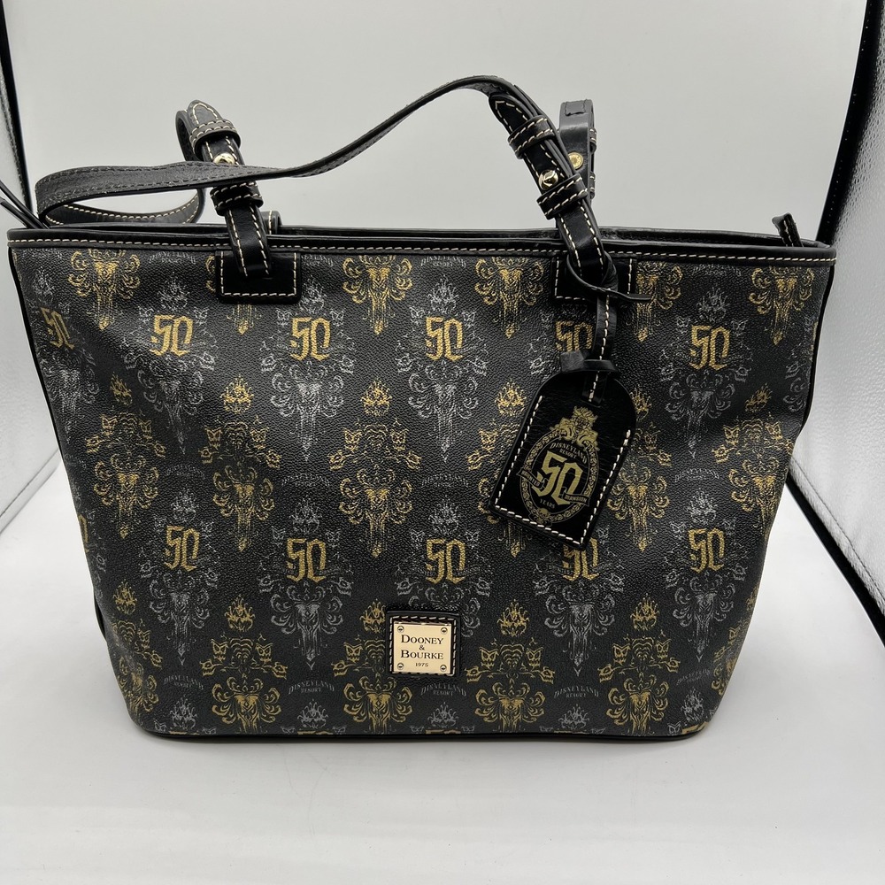 Disney Dooney & Bourke Tote Bag Womens Haunted‎ Mansion 50th Anniversary Gold